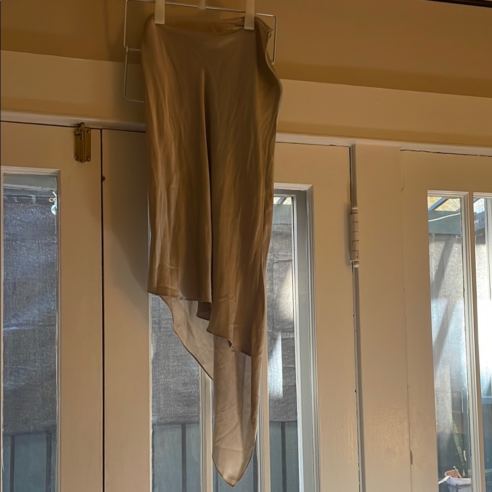 Beautiful Silver Silk Asymmetrical Skirt